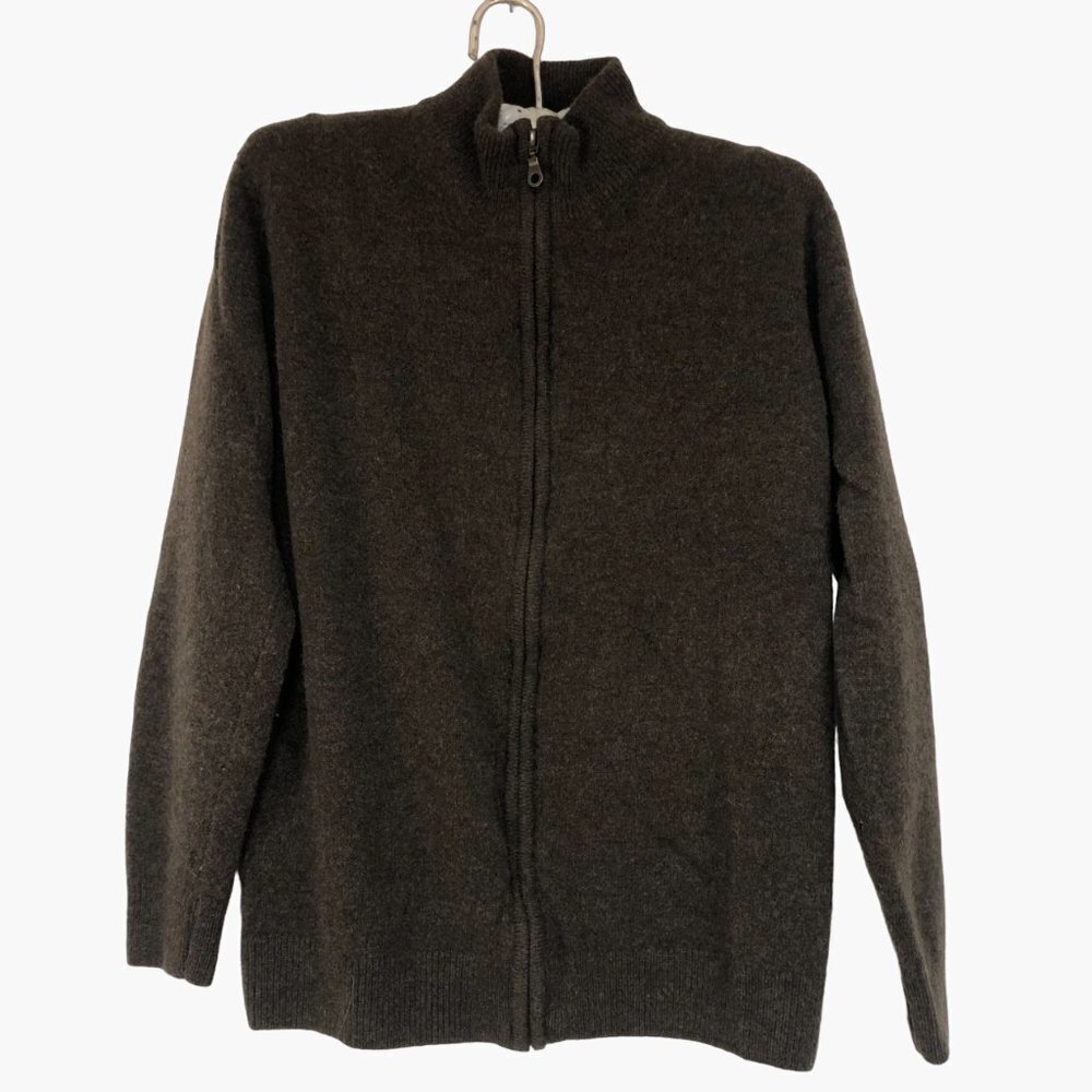 CAMBRIDGE Brown Wool Zip Up Sweater Size Medium